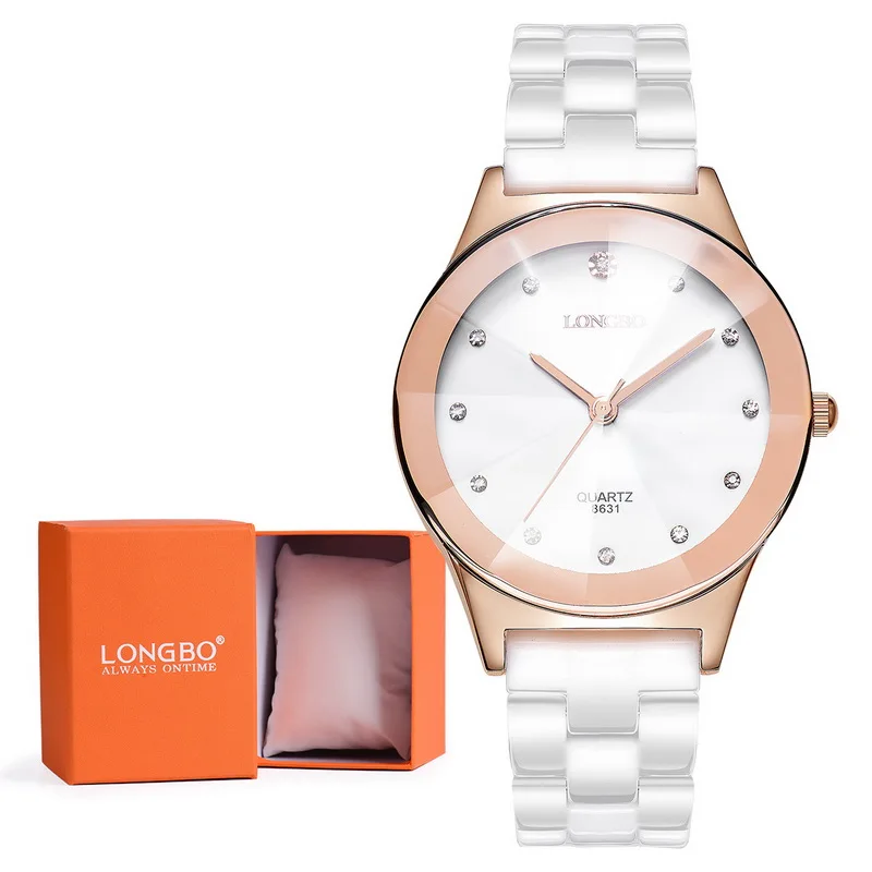 Элитный бренд Longbo мужские и женские керамические часы моды Женева пару часов мужской кварцевые наручные часы Relojes Mujer 8631 - Цвет: Men gold with box