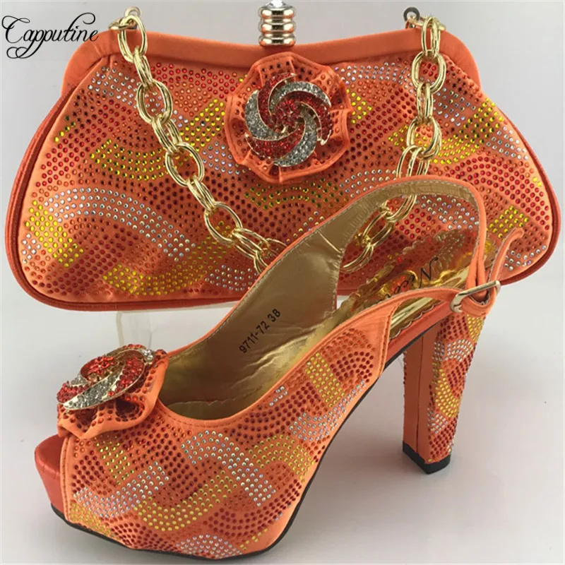 Capputine Africa Summer Style PU Leather Shoes And Bag Set Nigerian High Heels For Wedding Dress ME7707 | Обувь