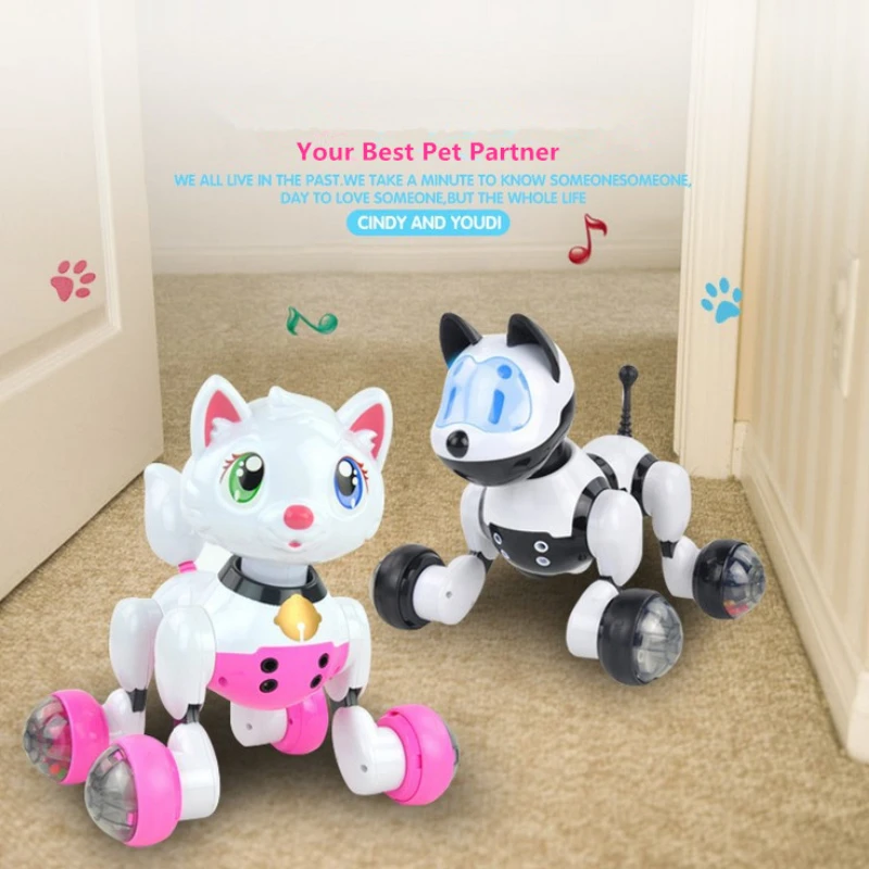 教育インテリジェント音声制御電気ペット猫犬のおもちゃロボット犬ロボット猫のおもちゃ電子ペットのおもちゃコマンド Electronic Pets Aliexpress