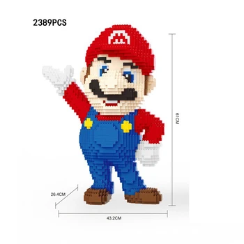 

Funnly cartoon game image building block super mario bros assemble model bricks toys collection for kids adults gifts