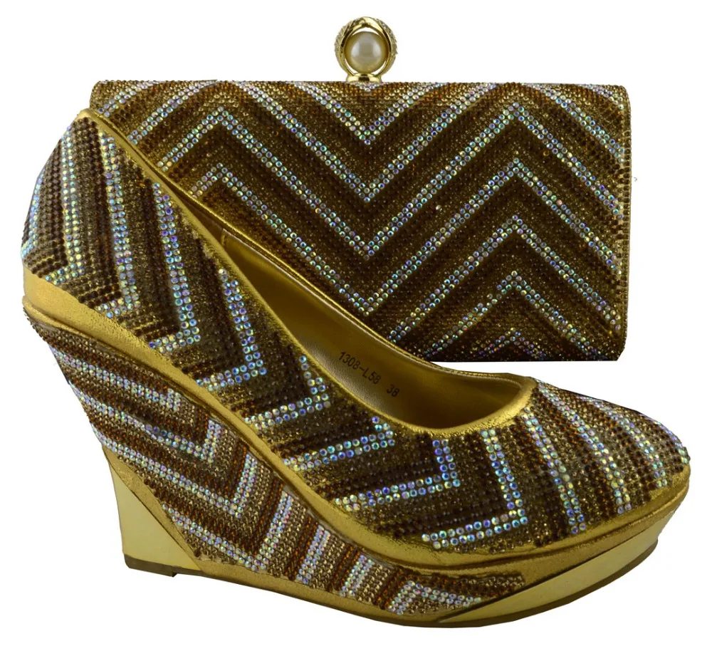 Online Get Designer Gold Shoes Aliexpress Alibaba Group New Italian Design Gold Italy Shoe And Bag Set Women Matching Shoes Bags For Wedding