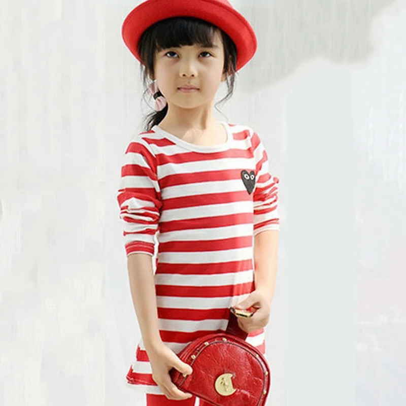 ZSIIBO Bebe Toddler Baby Girl's Autumn Clothes Long Sleeve Party Striped Top T-Shirt Kids Dress Color Clothing Stripe Printing | Детская