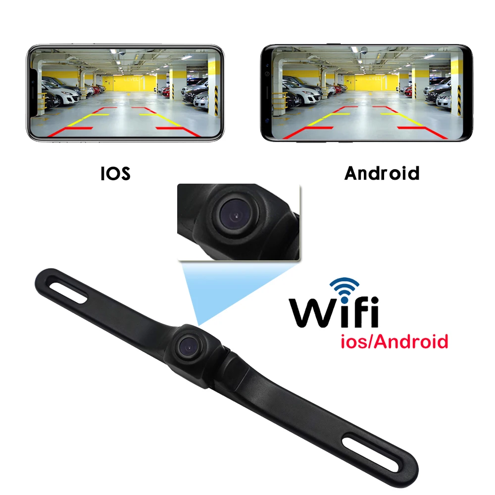 

Car Wifi Rear View Camera USA License Plate Frame Night Vision Backup Reversing Camera For iPhone/IOS Android Wireless 640*480px