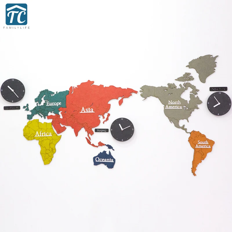 

Creative Colorful World Map Clock Bedroom Mute 14 Inch Wall Clock Living Room Modern Hanging Clocks Decorate Home