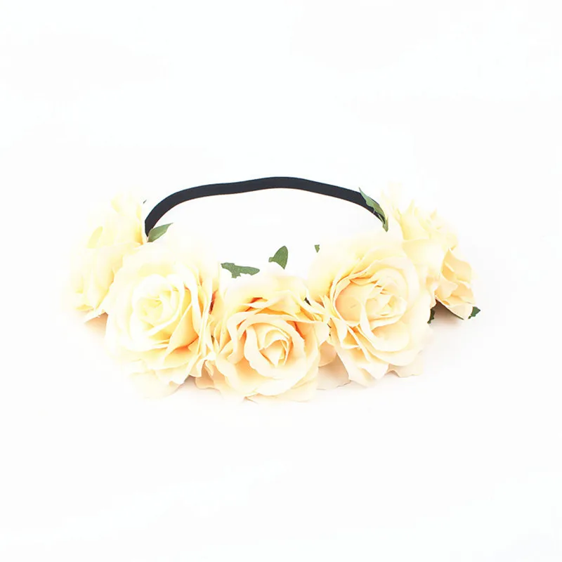Heimaiekng красный цветочный ободок с розами головная повязка цветочный головной убор для девочек аксессуары для волос свадебный головной убор - Цвет: light yellow