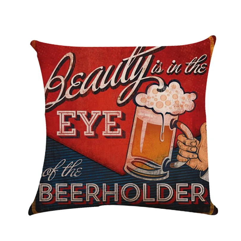 Beer Letter Flax European Style Mixed Cushion Cover Sofa Bed Seat Case Decoration gift Cushion Covers Home Decor #4A15 (4)