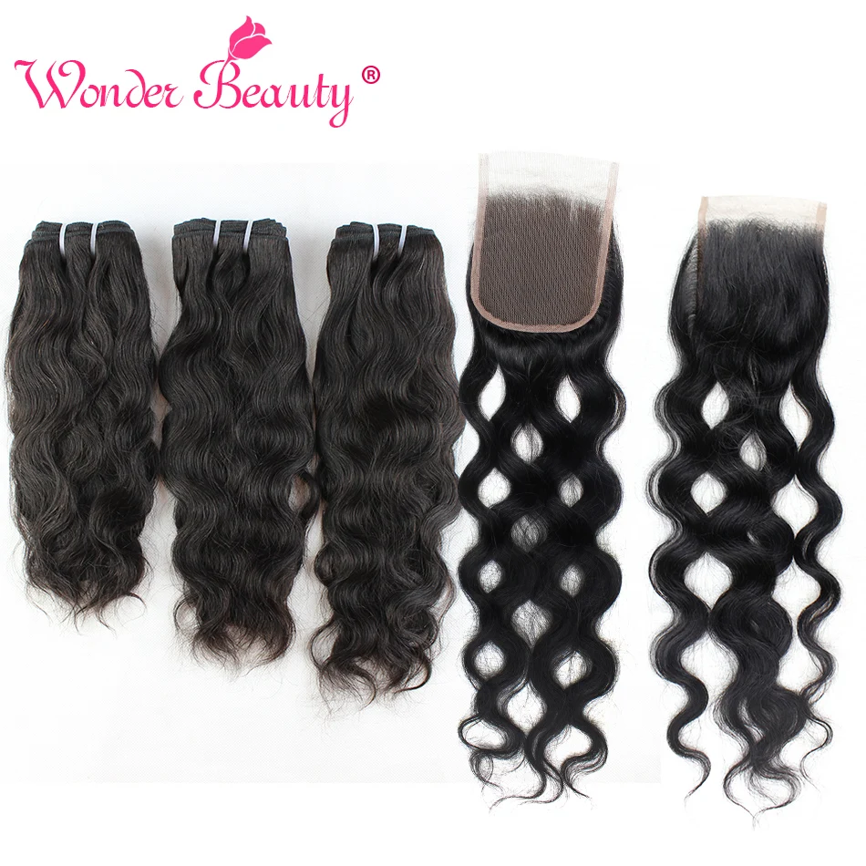 

Natural Wave Bundles With Closure Wonder Beauty Brazilian Hair Weave Bundles With Closure Human Hair Bundle With Closure NonRemy