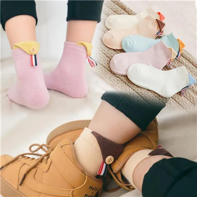 5 пар/компл. детские носки хлопок Детские носки для девочек трикотажные бесшовные носки для мальчиков Дышащие Детские носки для занятий спортом - Цвет: 04