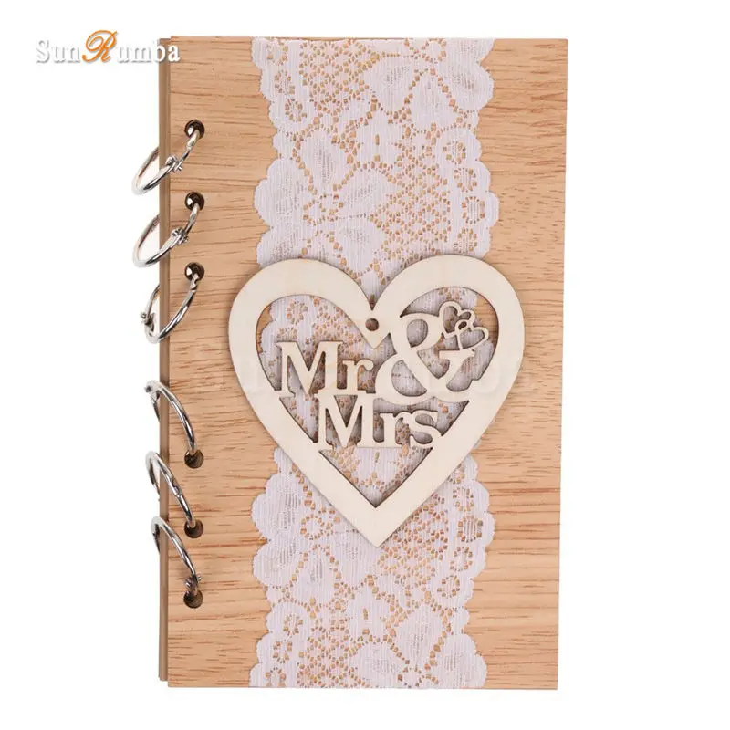

1pcs Rustic Wedding Decor Guest Books Wedding Decoration Festive Event Party Supplies Wood Mr&Mrs Blank Signature Guest Books