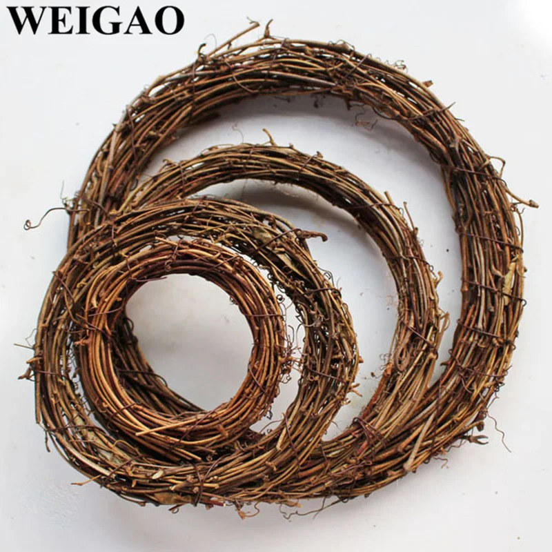 WEIGAO 10- 30cm Christmas Decoration Natural Rattan Wreaths and Mini Artificial Christmas Tree Wooden Tree Pendant Xmas Supplies