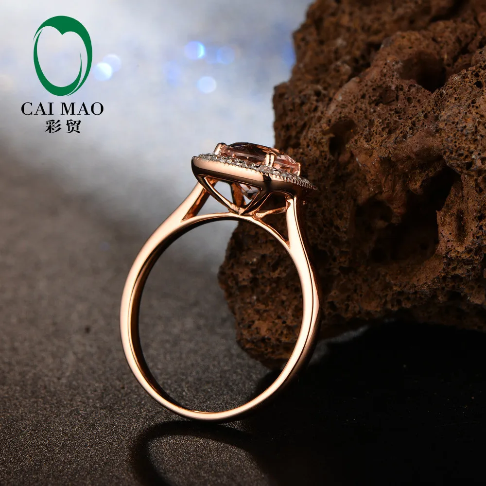 Hot Sale 6mm Round Shape 14K Rose Gold& 0.19ct Dianmond Wedding Engagement Ring