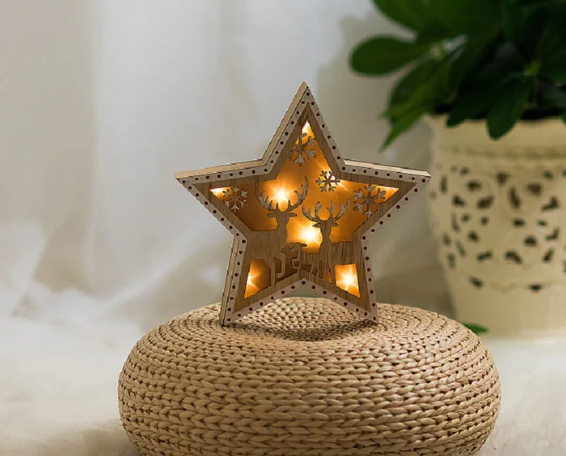 

LED Star Lights Christmas Elk Romantic Lighting Holiday Wedding Party decorations furnishing articles light snow wooden luminous