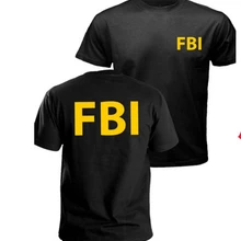 Футболка с принтом агента секретной службы полиции ЦРУ, Мужская футболка с принтом спереди и сзади, летняя мужская футболка с короткими рукавами