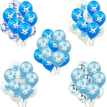 

10Pcs 12inch Blue White Airplane Printed Confetti Balloon Inflatable Helium Air Globos Baby Shower Birthday Party Decoration