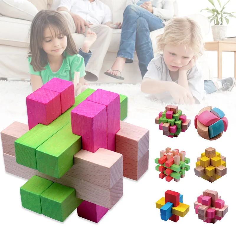 1 Pcs Classic IQ Wooden Puzzle Mind Brain Teasers Burr Puzzles Game Toys for Adults Children
