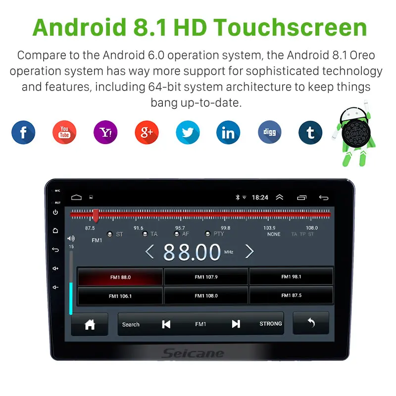 Excellent Seicane Navi 10.1" HD Car Stereo Player Android 8.1 GPS Double 2Din for Honda Crider 2018 2019 Autoradio with Bluetooth WIFI AUX 2