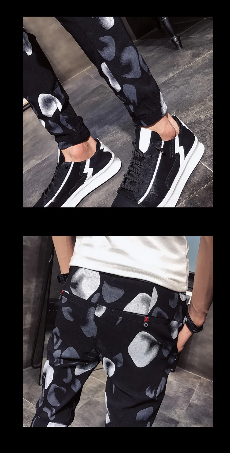 Дешевые Китай одежда 2018 новые летние брюки Для мужчин Брендовая дизайнерская обувь печати Slim Fit шаровары Лидер продаж Повседневное уличная