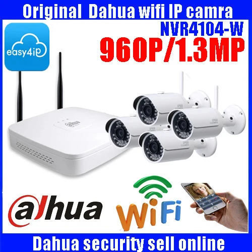 DAHUA 4ch Smart 1U WIFI P2P NVR with 4pcs Original Dahua DH IPC