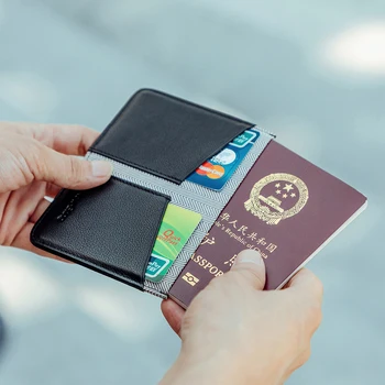 

NewBring Leather Passport Cover Folding Travel Wallet Men Checkbook id Holder Ticket Clip Purse Nederlands Passport Holder