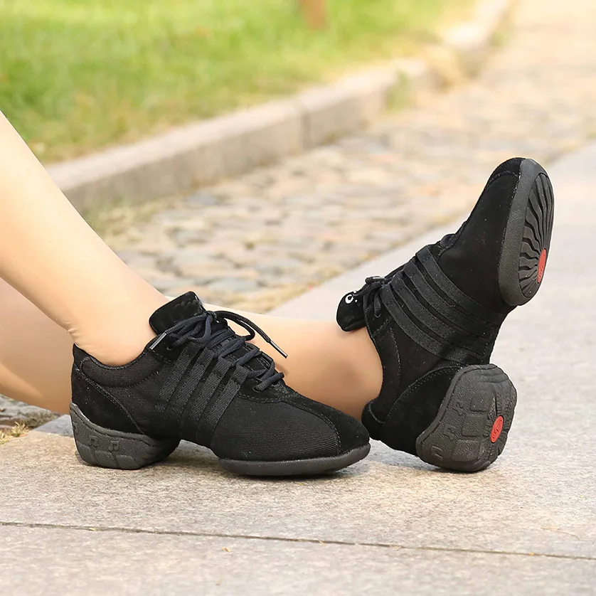 T01 Quality Breathable Black Mesh Dance Sneakers Women Jazz Shoes For