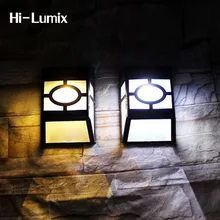 Hi-Lumix 2 шт./лот солнечное освещение изгороди настенное крепление панели солнечных батарей настенный светильник белый теплый белый для сада двора шаги желоба патио пруда