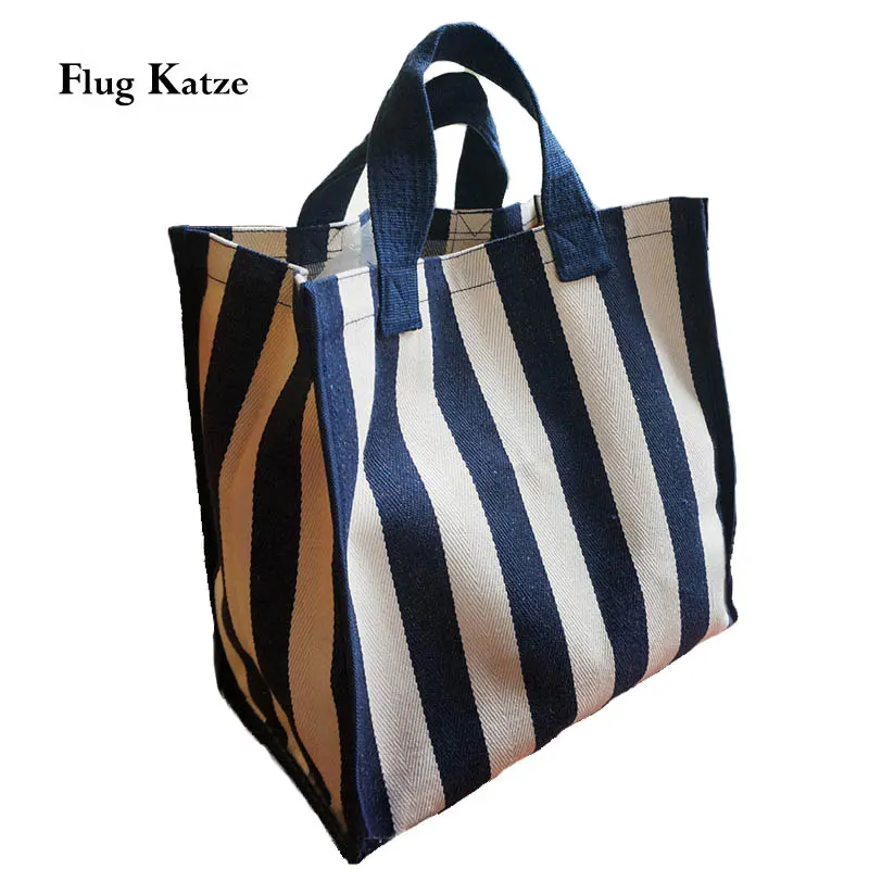 Женская пляжная Холщовая Сумка, модная полосатая тканевая сумка, Дамская большая сумка на плечо, Повседневная сумка, сумки для покупок