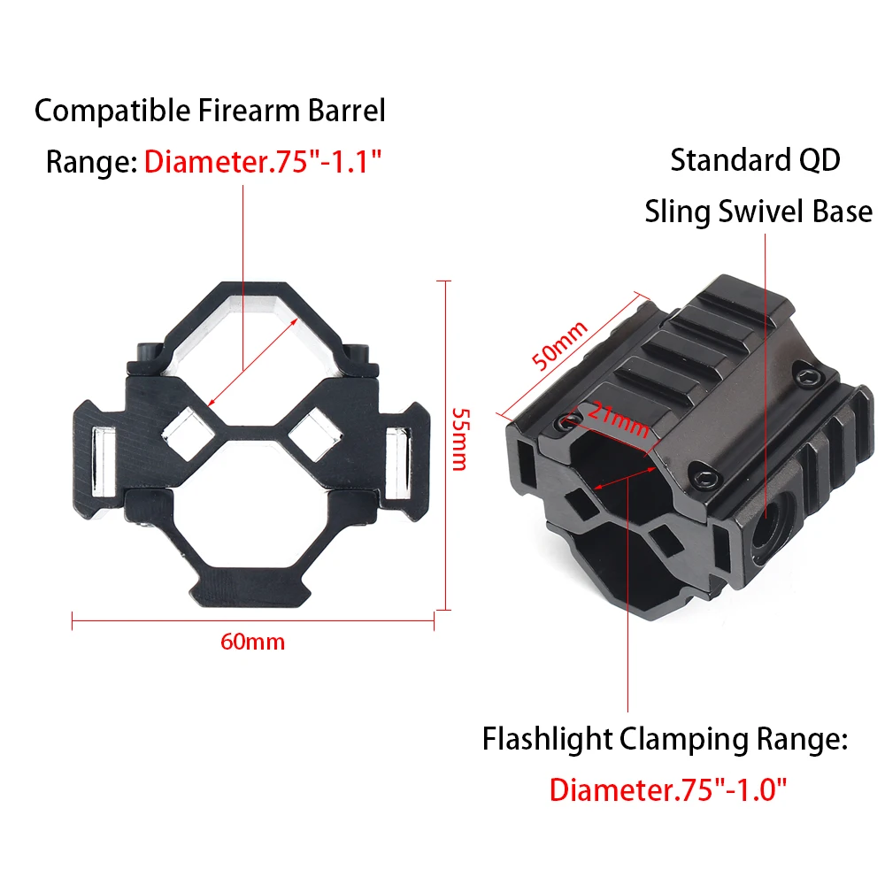 ohhunt Universal Tactical Tri-rail Shot~gun Barrel Mount 3 Slots for 12 Gauge Mossberg 500 Remington 870 with QD Sling Swivel  (9)