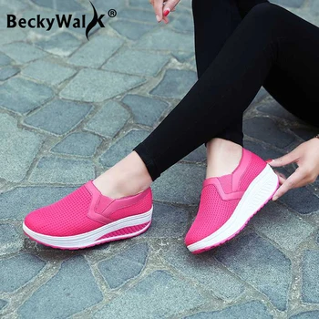 

Spring Women Casual Shoes Platform Sneakers Summer Mesh Breathable Female Loafers Slip On Tenis Feminino Plus Size 35-43 WSH3300