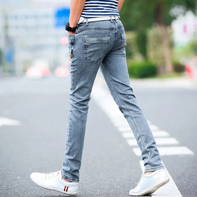 Men Jeans Grey Slim Skinny Man 