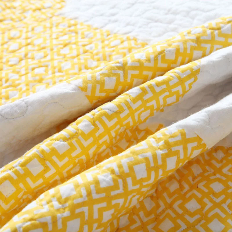 CHAUSUB лоскутное одеяло ручной работы, набор из 3 предметов, стираное Хлопковое одеяло s, покрывало, покрывало, постельное белье King size, покрывало, желтое