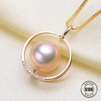 

Luxury genuine G18K Gold Accessories Fashion Pearl Pendant Settings Findings Pendant Mountings Women Accessories Female Jewwelry