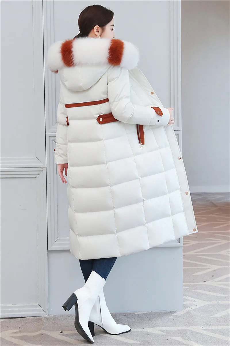 Sale New Winter down jacket women Lengthen parka Fox big fur collar Hooded coat female Plus size Thicken high quality down coats 2199 13