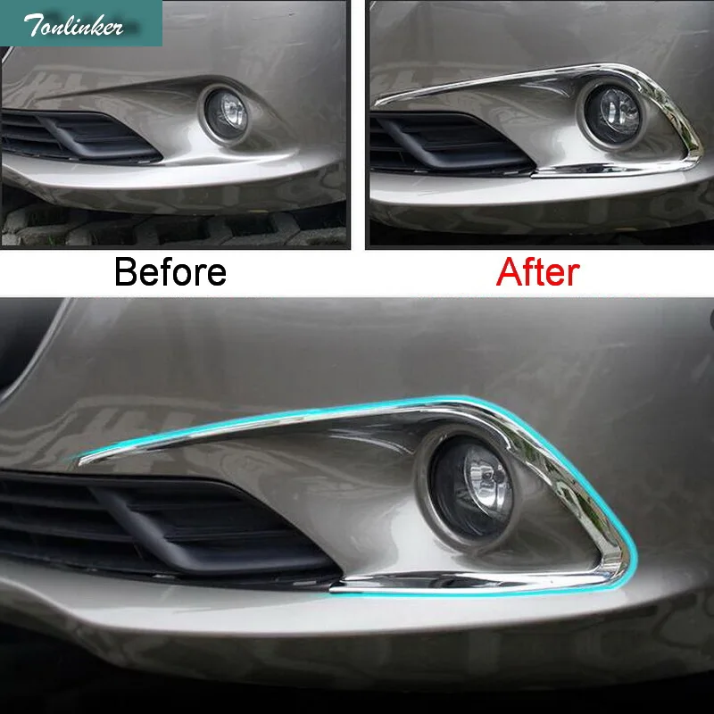 

Tonlinker Exterior Front fog light eyesbrows Cover Stickers for PEUGEOT 301 2014-16 Car Styling 2 PCS ABS Chrome Cover sticker