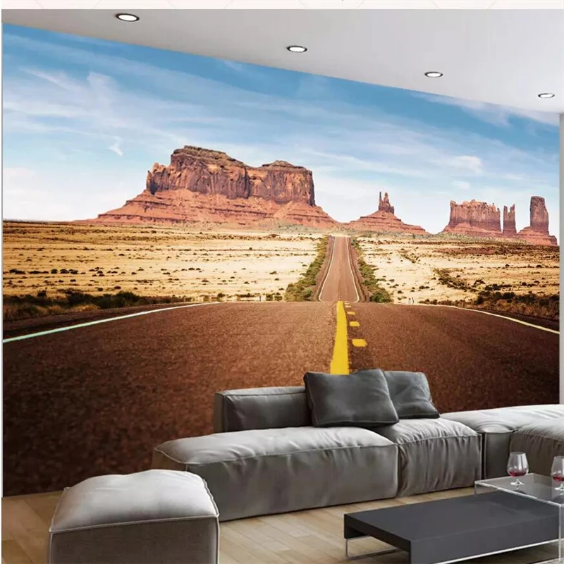 Фотообои beibehang 3D мечты Красивая пустыня дорога скала Каньон фотообои для