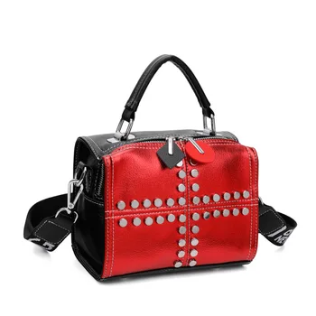 

New Summer Small Bags Women Soft Leather Rivet Women Handbag Candy Color Tote Boston Women Messenger Bags