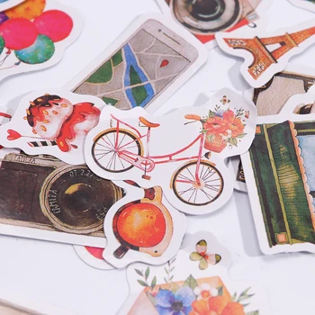 

46 Pieces Boxed Children Cartoon Decorative Stickers Tapes One Person Travel DIY Scrapbooking Sticker Diary Stationery Stickers