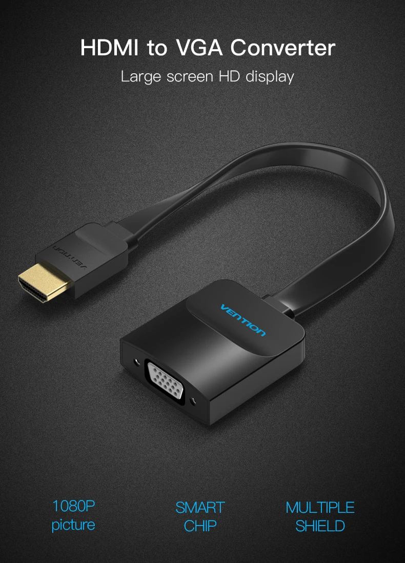 Vention HDMI to VGA Adapter цифро-аналоговый аудио-видео кабель конвертер HDMI VGA разъем для Xbox PS4 портативных ПК ТВ коробка