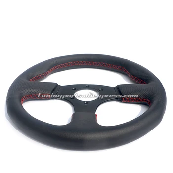 

High Quality Real Leather Car Steering Wheel 330MM Flat Play Game Steering Wheel