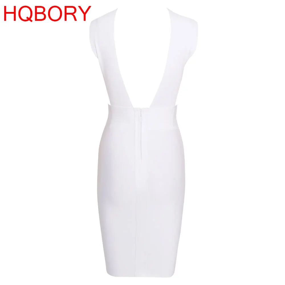 Белое платье без рукавов, новинка, открытая спина, глубокий v-образный вырез, сексуальное женское платье до колен, облегающее платье