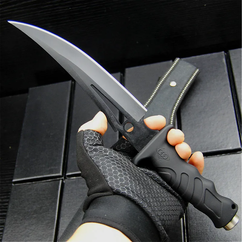 

EVERRICH G10 black fiber handle tactical straight knife black sharp hunting knife diving knife + nylon sleeve