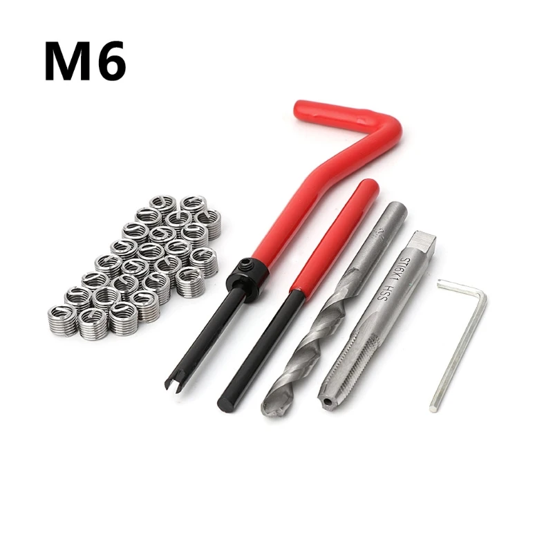 30Pcs M6 x1mm Metric Thread Repair Insert Kit Helicoil Car Pro Coil Tool 