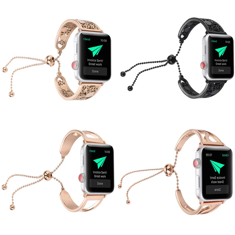 Ремешки из нержавеющей стали для Apple Watch 4 44 мм 38 мм для iWatch Series 4 3 2 1 браслет из розового золота для Apple Watch Bands 42 мм ремешок