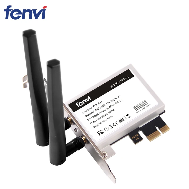 Fenvi беспроводной-AC 8265 867 Мбит/с 802,11 AC двухдиапазонный Настольный PCI-E WiFi адаптер PCI Express карта для Intel 8265AC+ Bluetooth 4,2