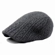 Зимний стиль вязаные толстые теплые шапки черный серый унисекс Gorras Planas плоский берет шапки для мужчин и женщин