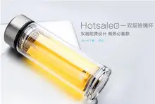 2016 heißer verkauf Kreative portable tasse doppel glas mit deckel filter büro tasse männer Auto wasserflasche kostenloser versand lxq 854