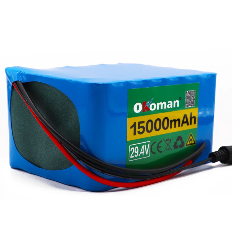 Okoman высокое качество 7S5P 24v 15Ah батарейный блок 250w 29,4 V 15000 мА/ч, литий-ионный аккумулятор для инвалидного кресла для электрического велосипеда+ зарядное устройство