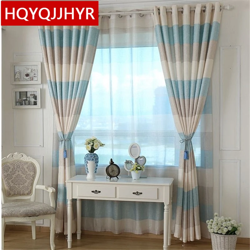 Colorful Mediterranean specialties striped style blackout curtains for