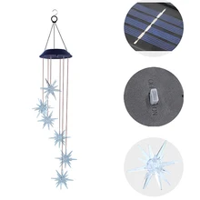 Светодиодный солнечный светильник с морским ежем, ветряные колокольчики, подвесной светильник для дома и сада, Декор, ветряные колокольчики, Подвесная лампа, струнный солнечный светильник s