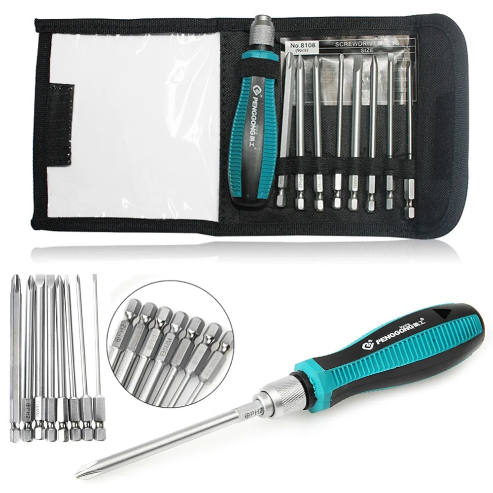 

8 Magnetic Drill Bits + 1 Precision Screwdriver Torx Kit Set Repair Tools
