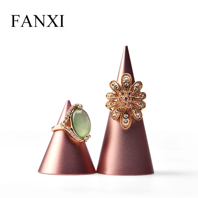 FANXI новое розовое золото кольцо на палец Дисплей Стенд конус металлическая